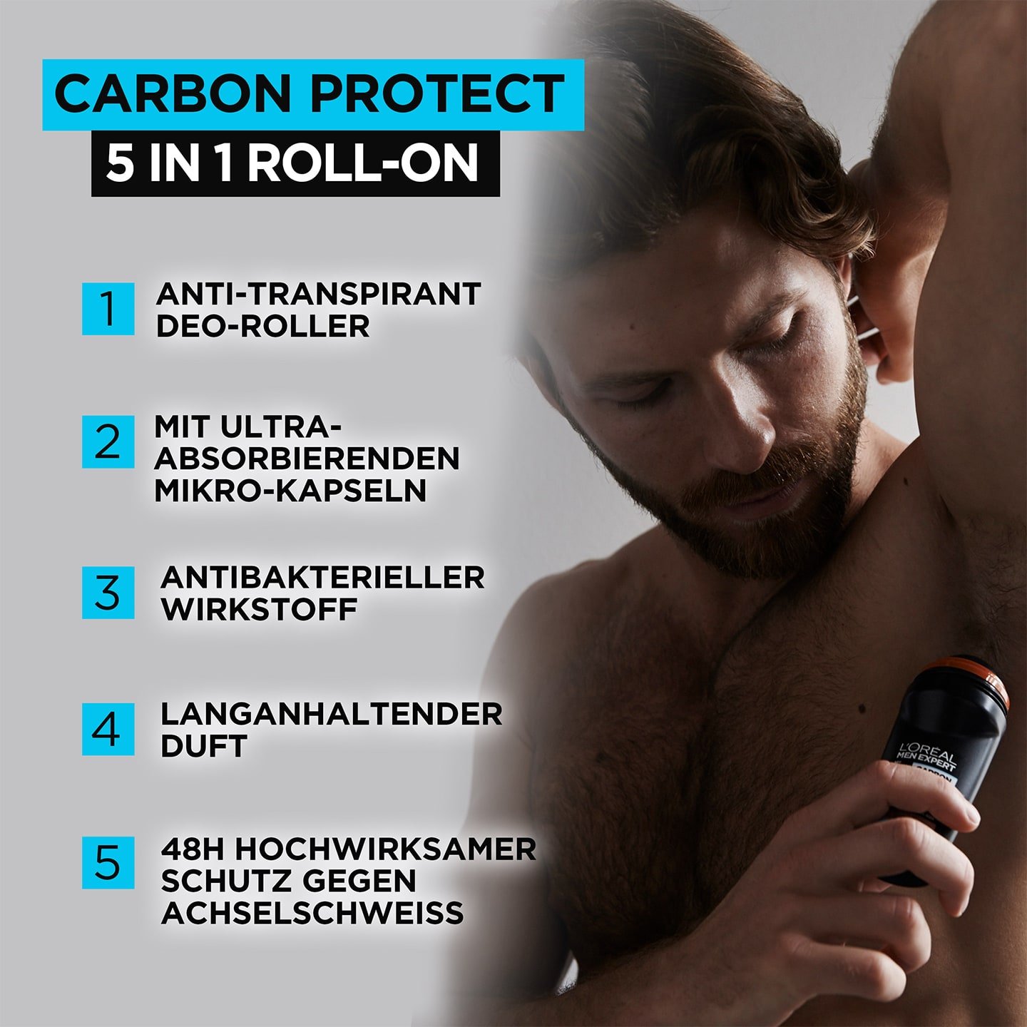 5 in 1 Produktvorteile mit Mann und Deo Roll-on